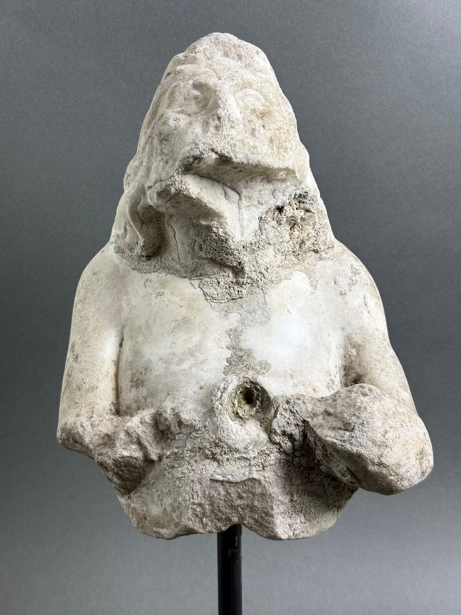 Tritone in Marmo Frammento di Scultura Barocco Italiano metà del  XVII secolo-photo-3