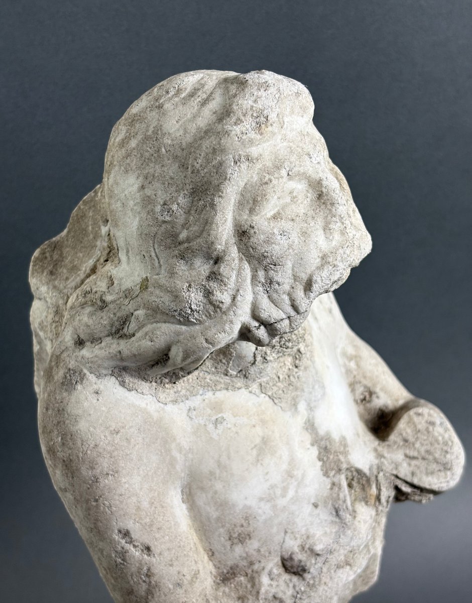 Tritone in Marmo Frammento di Scultura Barocco Italiano metà del  XVII secolo-photo-2