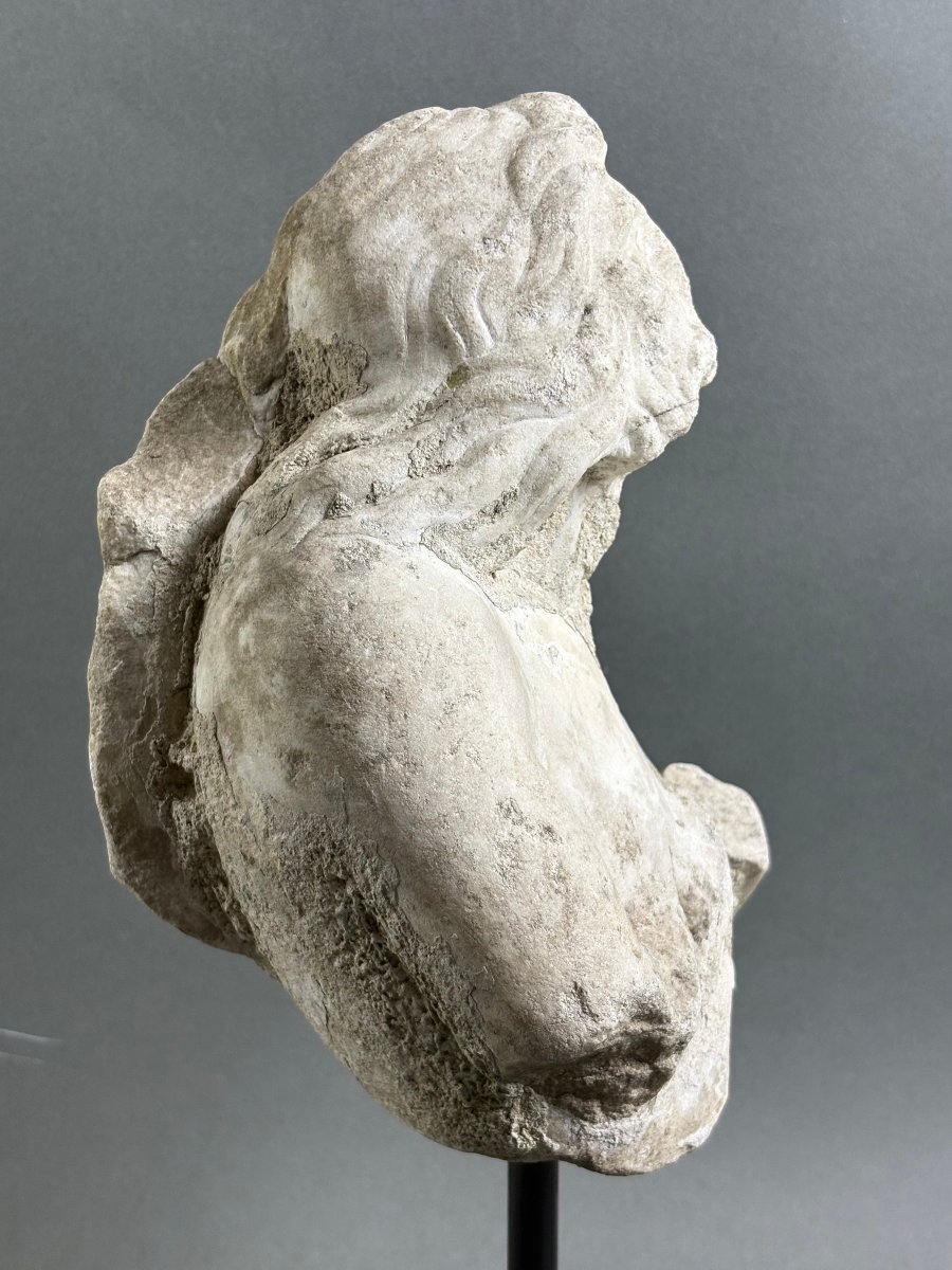 Tritone in Marmo Frammento di Scultura Barocco Italiano metà del  XVII secolo-photo-3