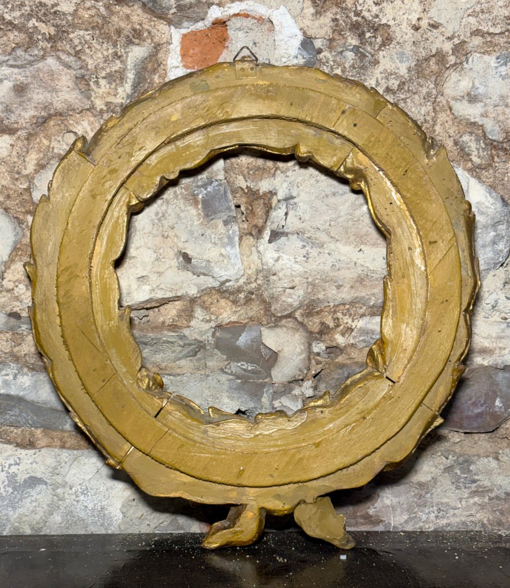 Cornice Fregio Corona di Alloro Ghirlanda Luigi XVI Legno Dorato XVIII secolo-photo-5