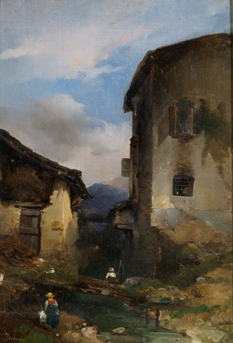 Domenico Induno (1815-1890) "Paesaggio Svizzero" Collezione Bernasconi-photo-2