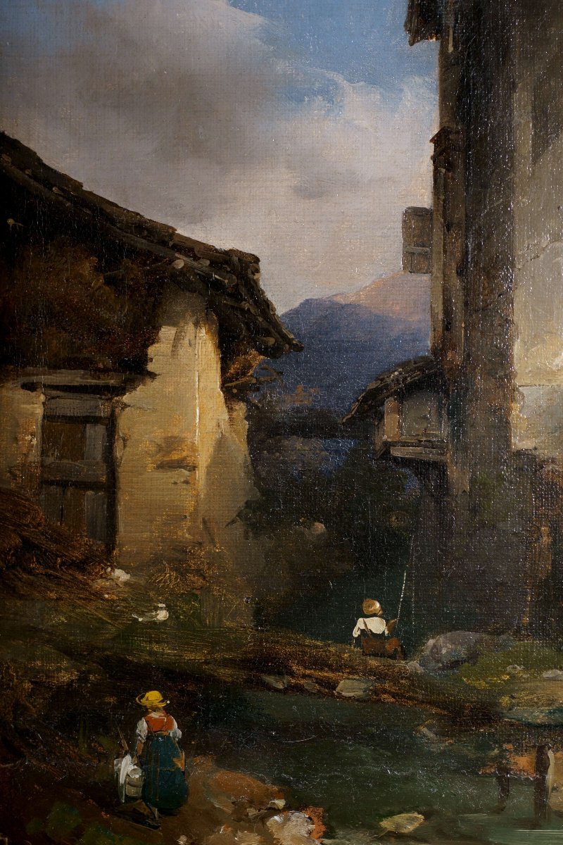 Domenico Induno (1815-1890) "Paesaggio Svizzero" Collezione Bernasconi-photo-2