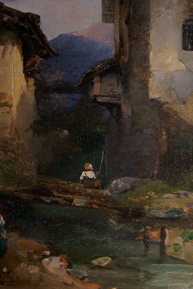 Domenico Induno (1815-1890) "Paesaggio Svizzero" Collezione Bernasconi-photo-4