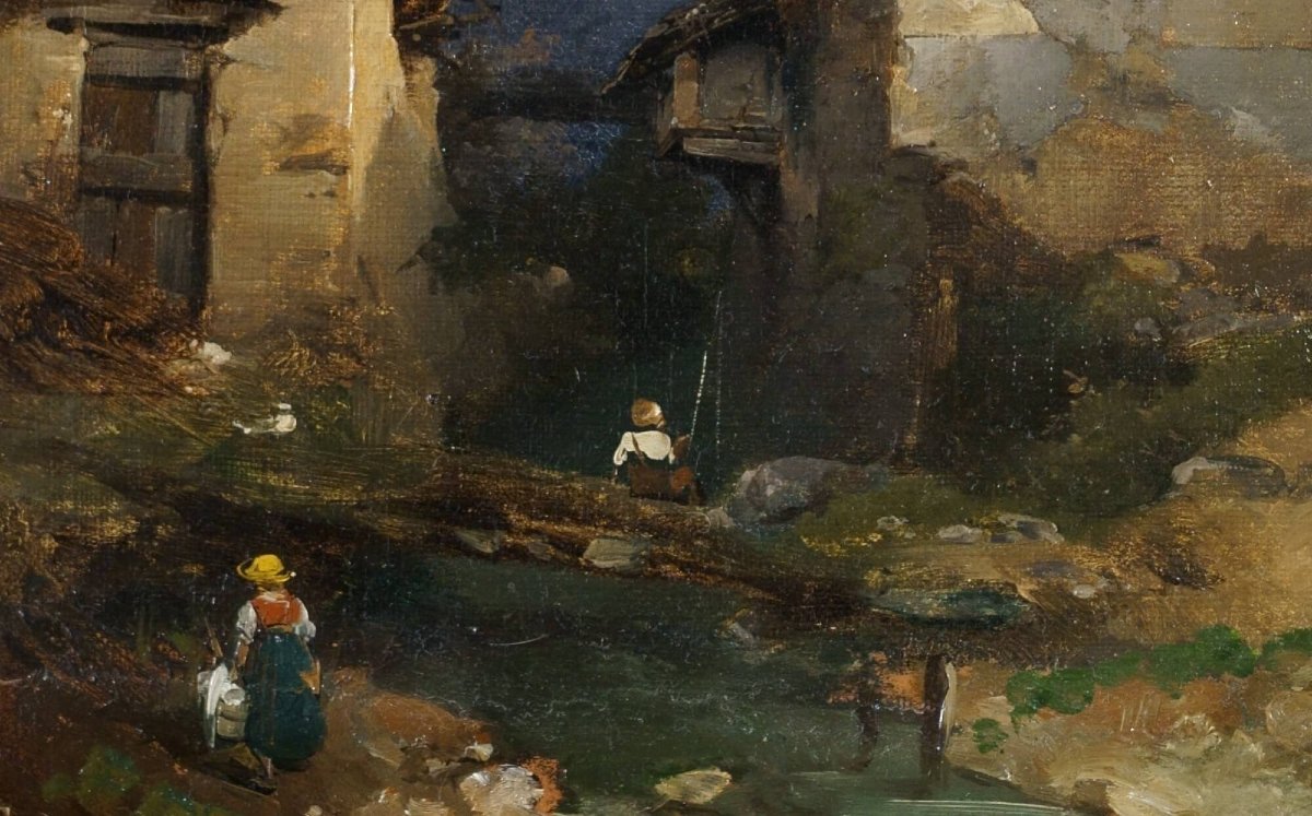 Domenico Induno (1815-1890) "Paesaggio Svizzero" Collezione Bernasconi-photo-6