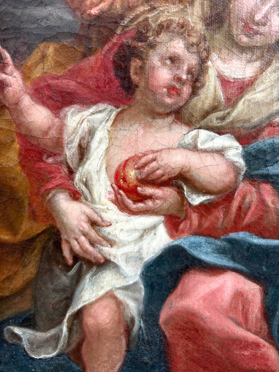 "Riposo durante la fuga in Egitto" Barocco Italiano XVII secolo-photo-4