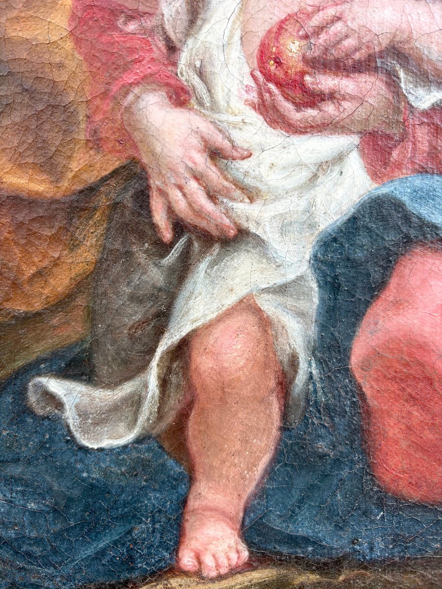 "Riposo durante la fuga in Egitto" Barocco Italiano XVII secolo-photo-4