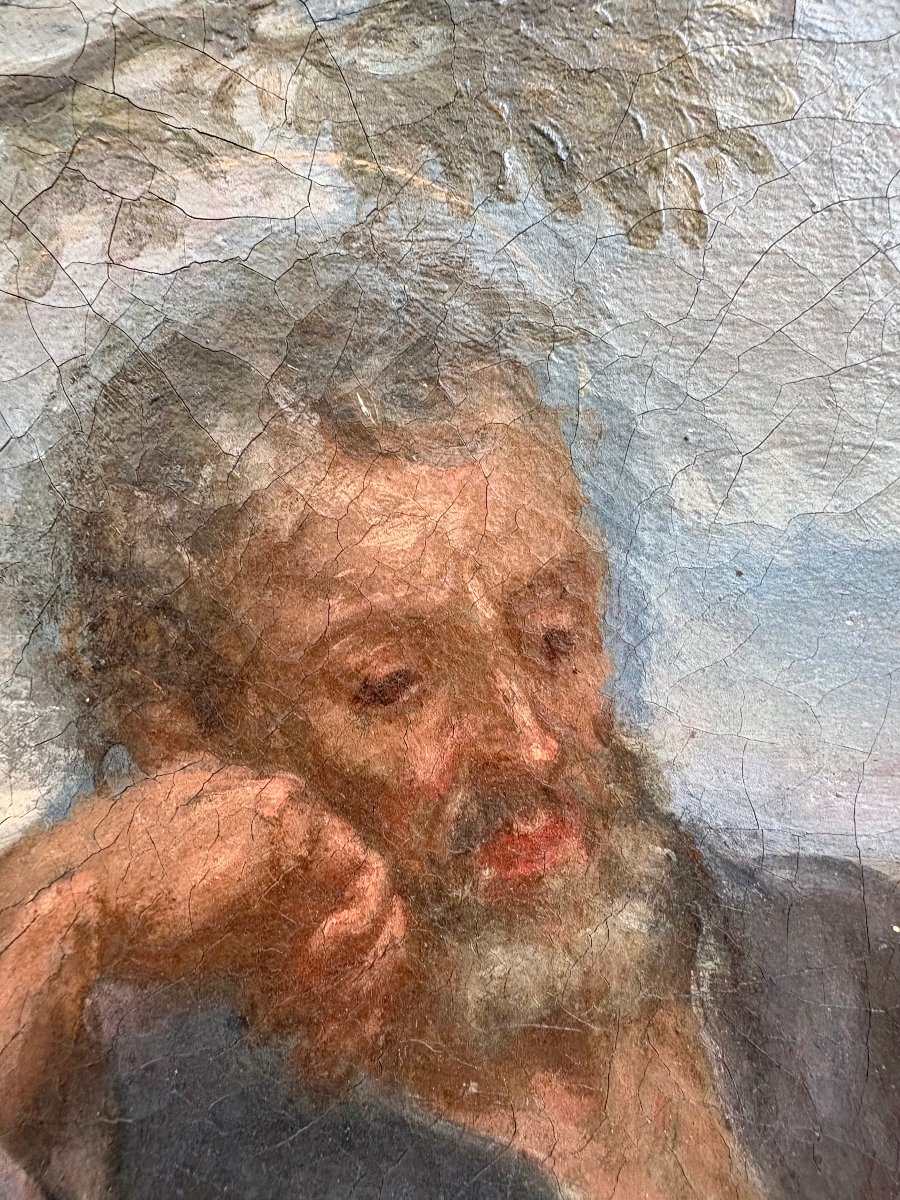 "Riposo durante la fuga in Egitto" Barocco Italiano XVII secolo-photo-6