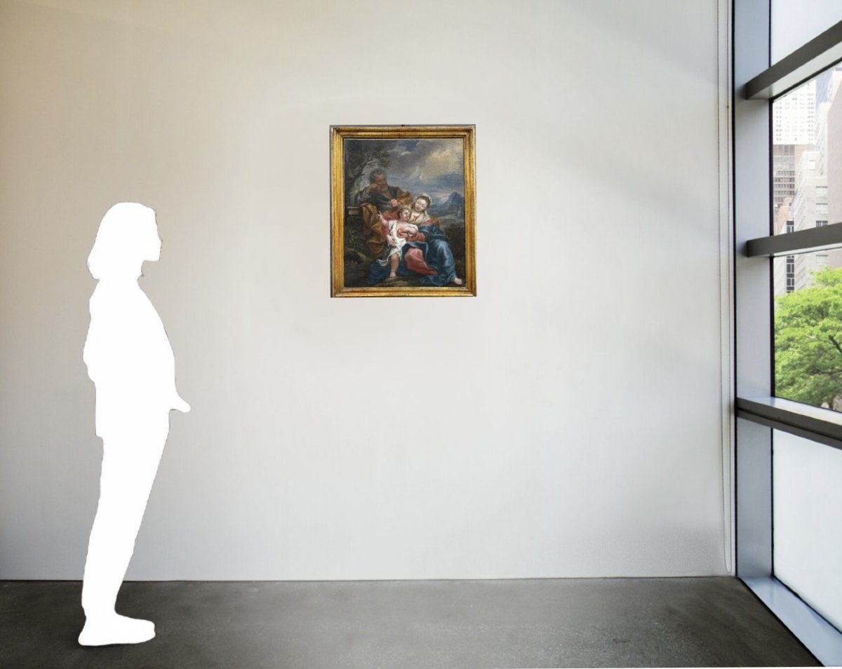 "Riposo durante la fuga in Egitto" Barocco Italiano XVII secolo-photo-7