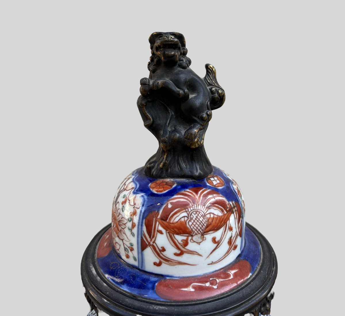 Imponente Orologio Napoleone III Bronzo e Porcellana Imari XIX secolo-photo-6