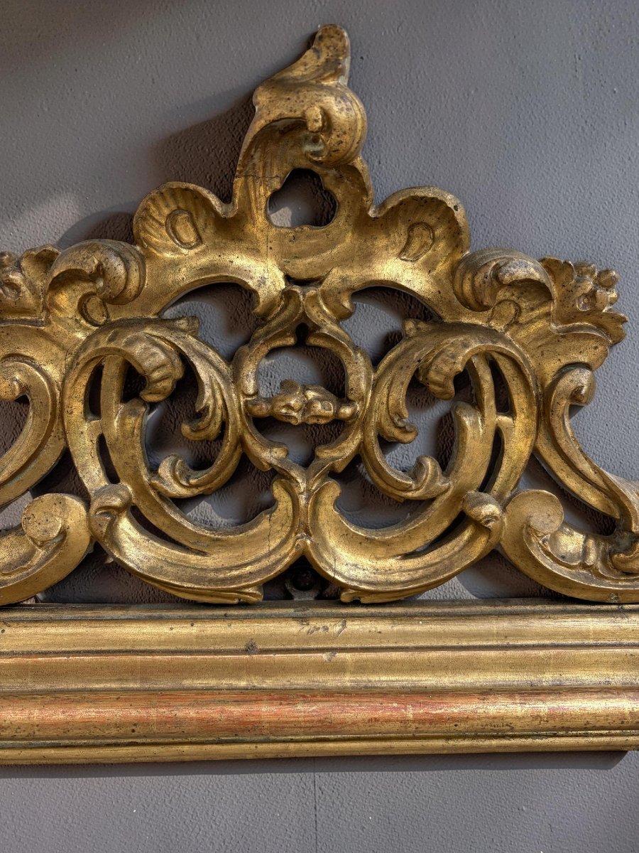 Grande Specchiera Barocca Legno Dorato Italia XVIII secolo-photo-1