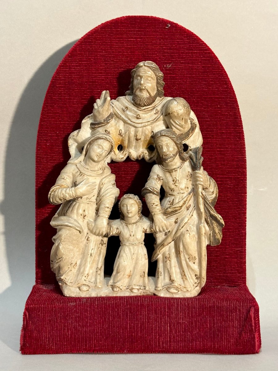 "Il Ritorno della Santa Famiglia" Gruppo in Alabastro Mechelen XVII secolo-photo-2