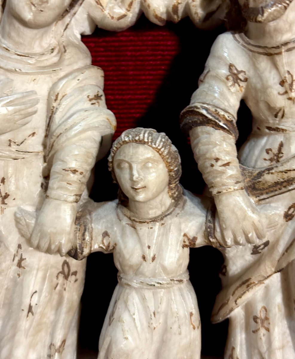 "Il Ritorno della Santa Famiglia" Gruppo in Alabastro Mechelen XVII secolo-photo-3