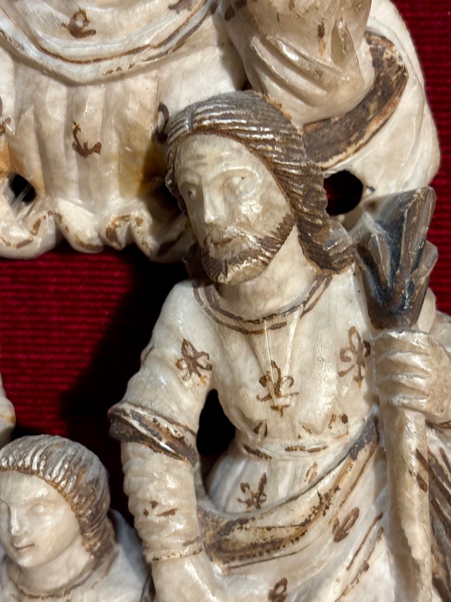 "Il Ritorno della Santa Famiglia" Gruppo in Alabastro Mechelen XVII secolo-photo-2