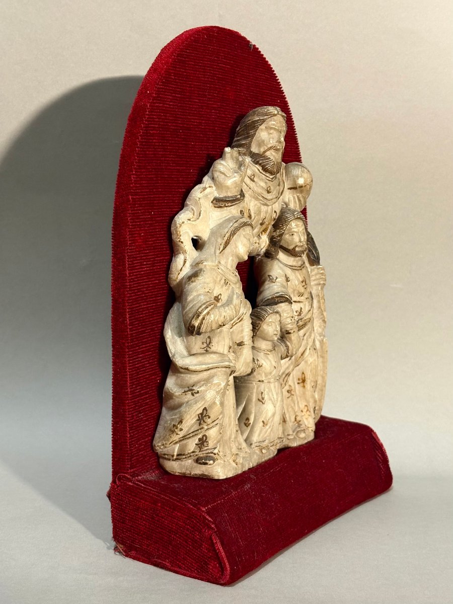 "Il Ritorno della Santa Famiglia" Gruppo in Alabastro Mechelen XVII secolo-photo-5