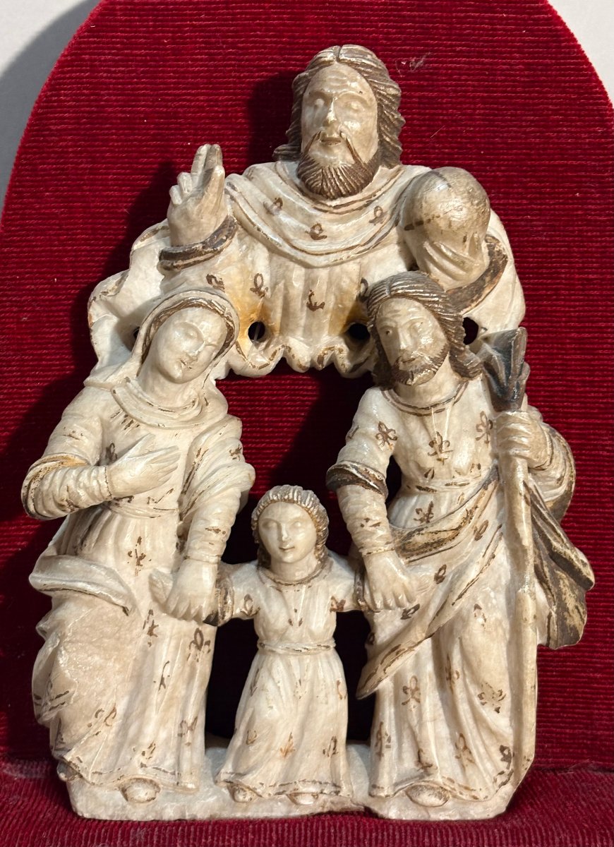 "Il Ritorno della Santa Famiglia" Gruppo in Alabastro Mechelen XVII secolo