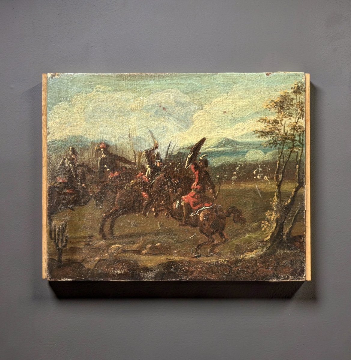 Scena di Battaglia Barocca seguace di Jacques Courtois XVII secolo-photo-2