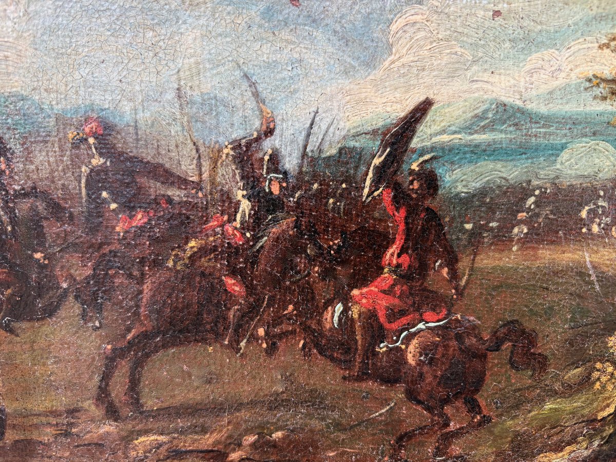 Scena di Battaglia Barocca seguace di Jacques Courtois XVII secolo-photo-3
