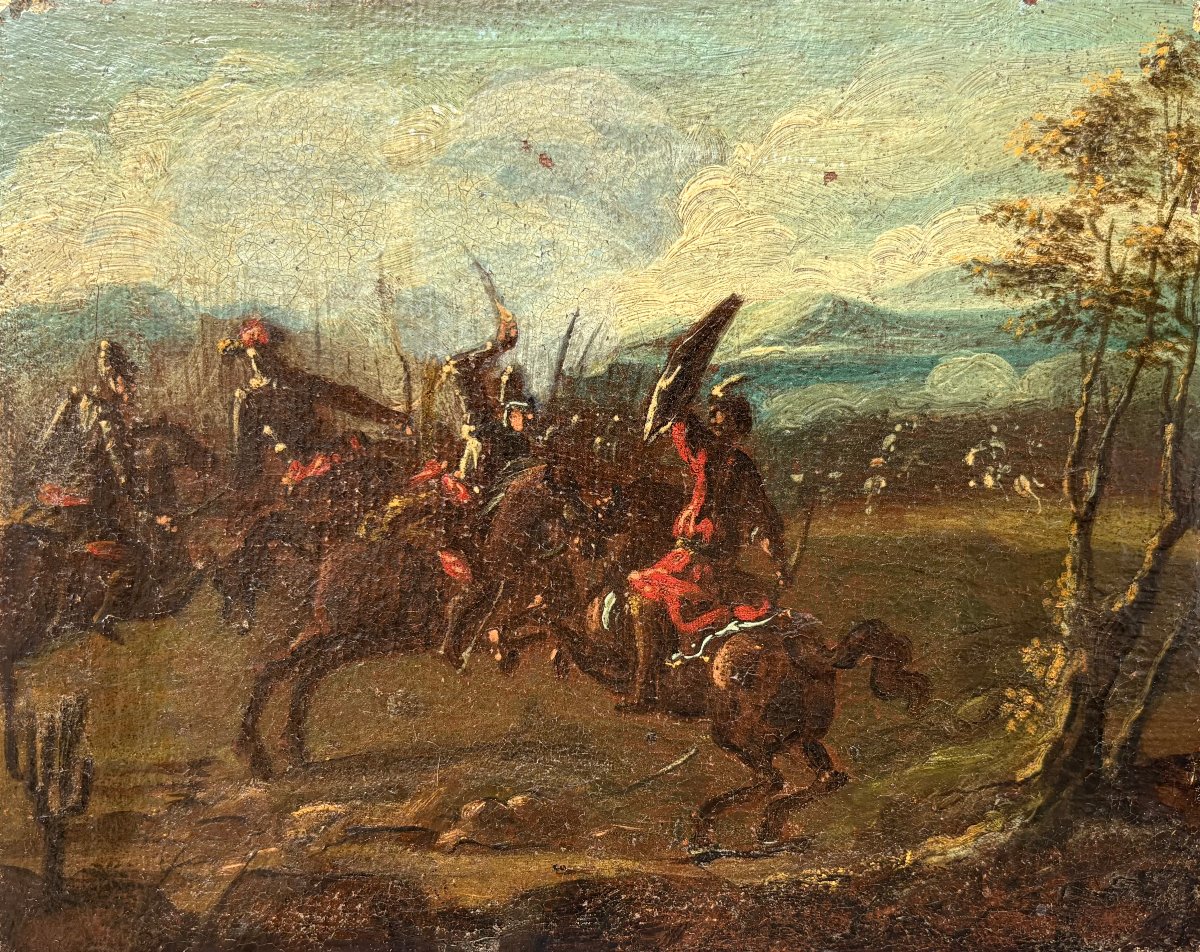 Scena di Battaglia Barocca seguace di Jacques Courtois XVII secolo