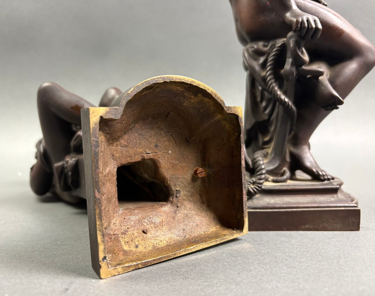 Coppia di Sculture Neoclassiche in Bronzo Patinato Tardo Grand Tour XIX secolo-photo-5
