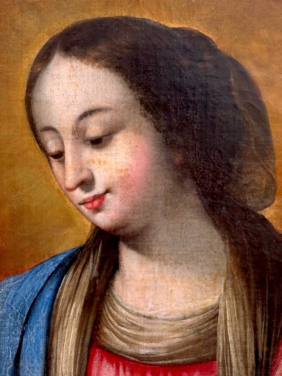 "Madonna col Bambino" Scuola Italiana del XVIII secolo Olio su Tela-photo-2