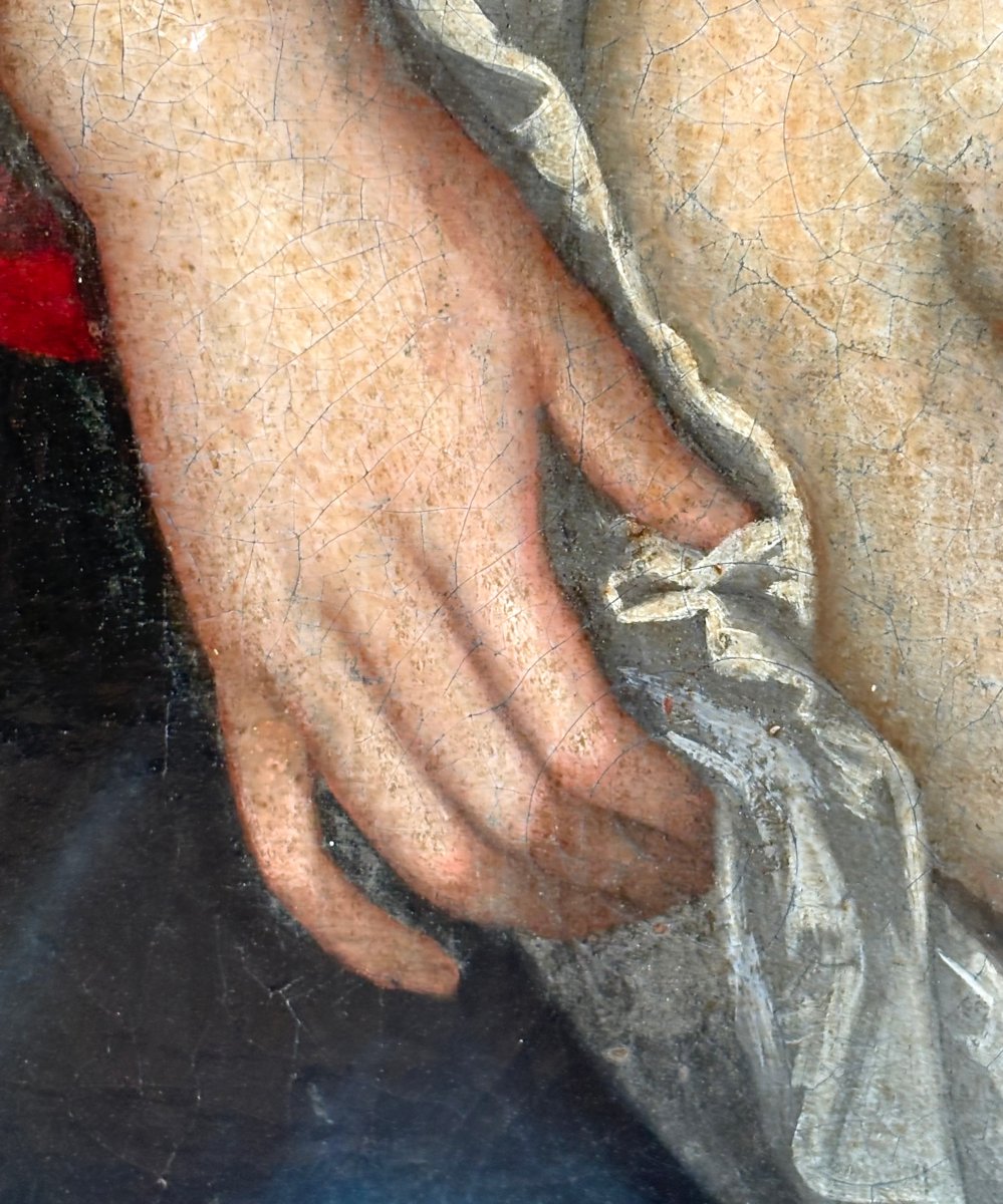 "Madonna col Bambino" Scuola Italiana del XVIII secolo Olio su Tela-photo-4