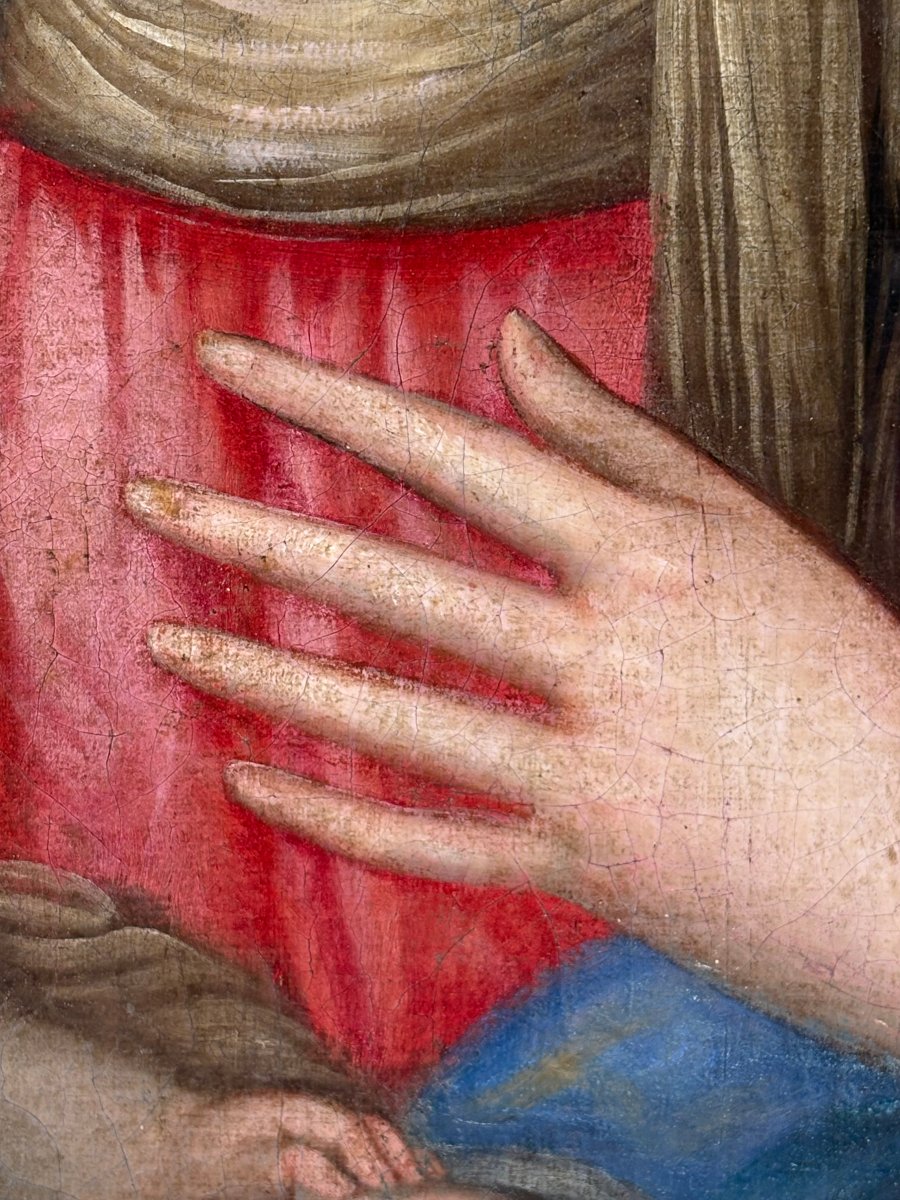 "Madonna col Bambino" Scuola Italiana del XVIII secolo Olio su Tela-photo-7