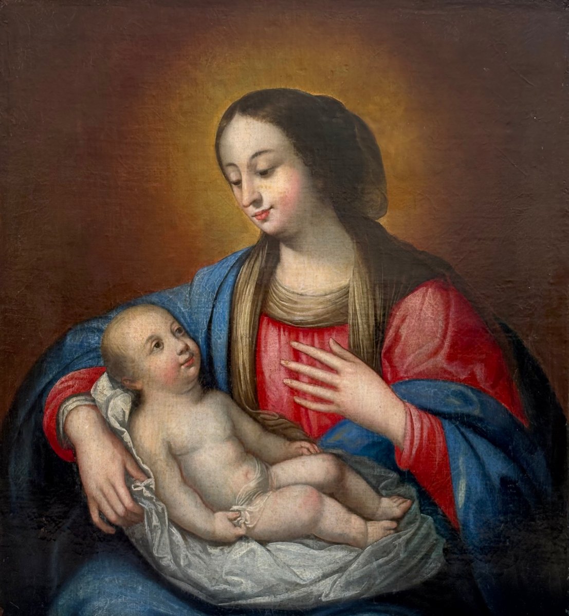 "Madonna col Bambino" Scuola Italiana del XVIII secolo Olio su Tela