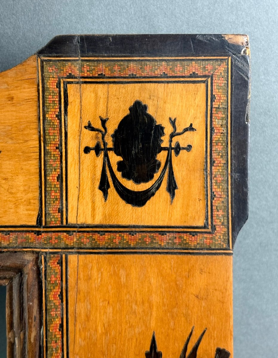 Cornice in Legno Intarsiato a motivi Neoclassici Italia XIX secolo-photo-3