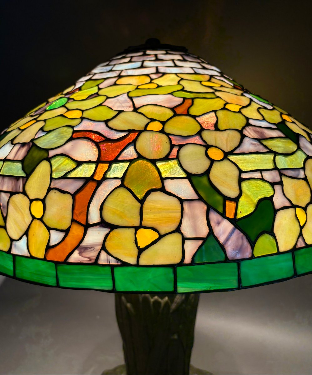 Grande Lampada in stile Tiffany  Alta Gamma Arts and Crafts del 1950-photo-4