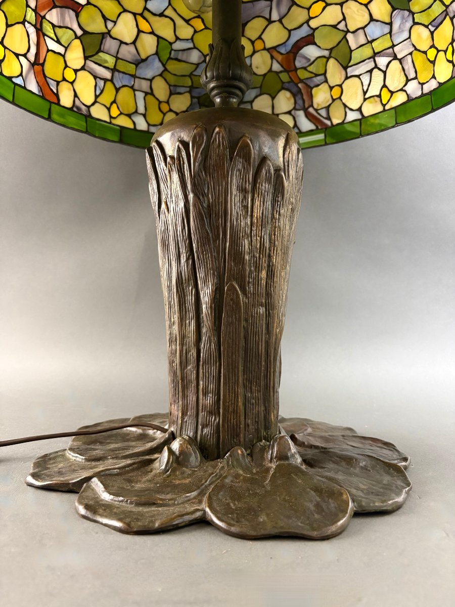 Grande Lampada in stile Tiffany  Alta Gamma Arts and Crafts del 1950-photo-4