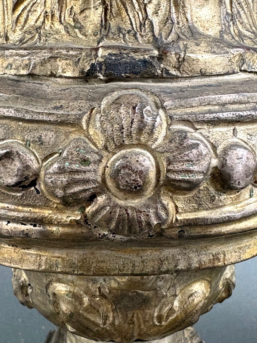 Coppia di Grande Vasi Barocchi da Altare Metallo Argentato XVIII secolo-photo-4