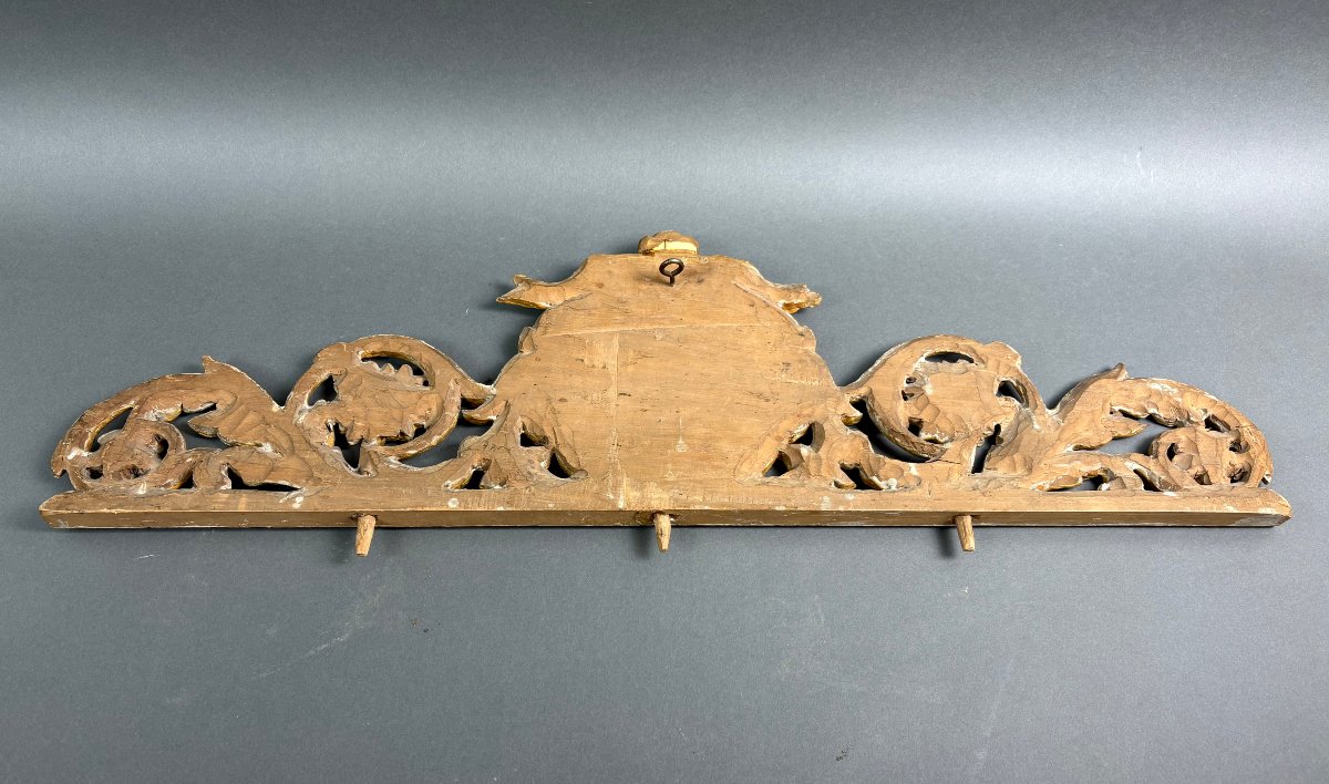Grande Fregio Sovraporta in Legno Dorato Medaglione Italia metà XIX-photo-2
