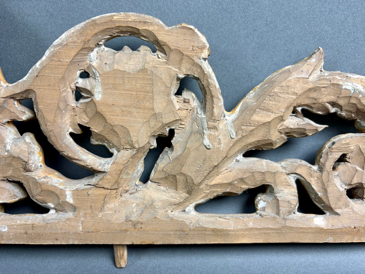 Grande Fregio Sovraporta in Legno Dorato Medaglione Italia metà XIX-photo-3