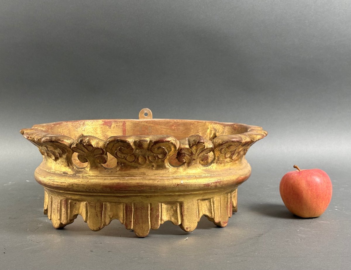 Grande Corona in Legno Scolpito e Dorato Italia circa 1850-photo-4