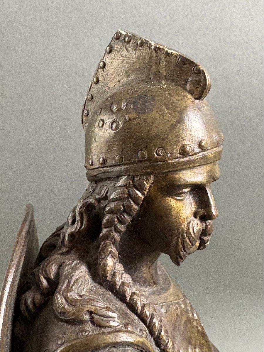 Scultura in Bronzo Re Clovis a Cavallo Scuola Francese XIX secolo-photo-2