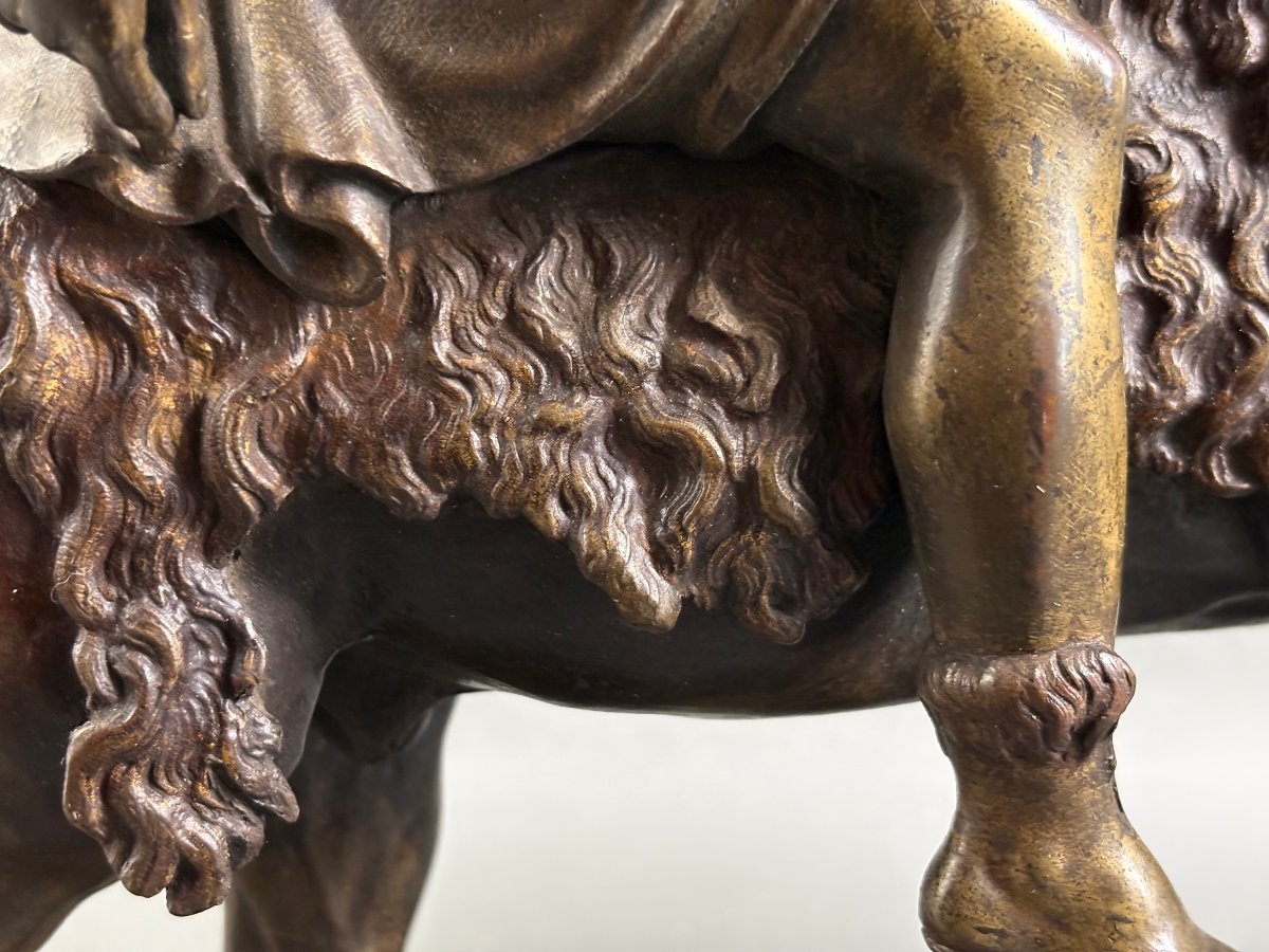 Scultura in Bronzo Re Clovis a Cavallo Scuola Francese XIX secolo-photo-3