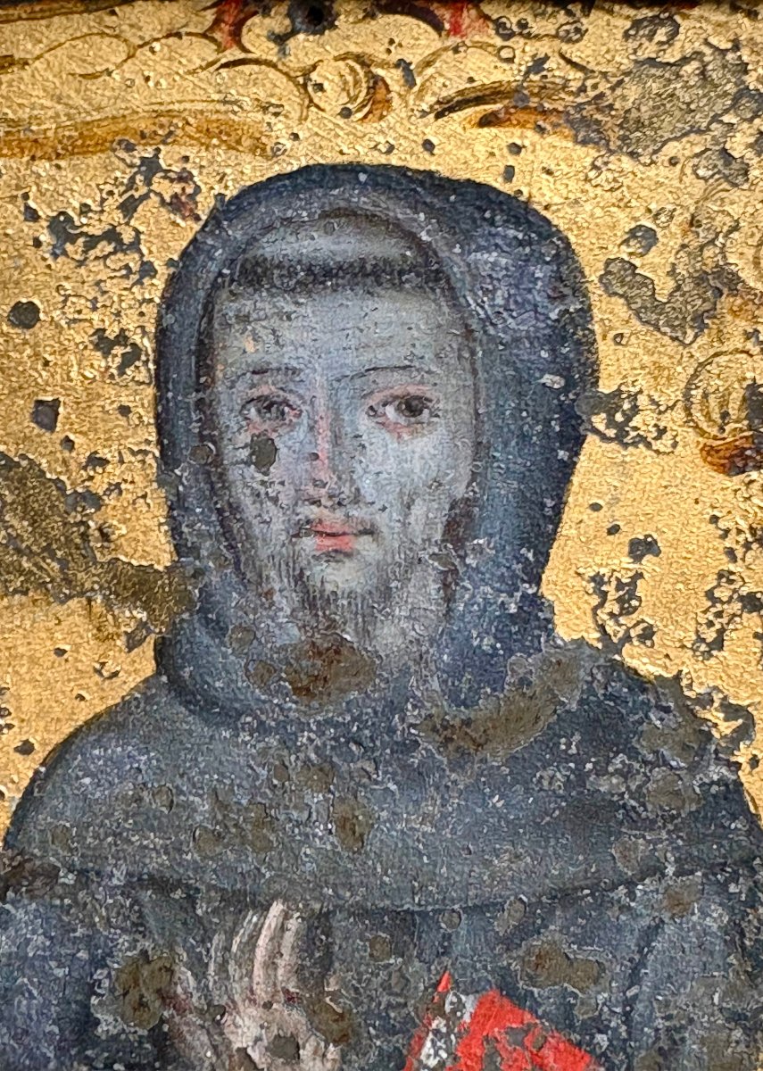  San Francesco d'Assisi, Dipinto su Latta, Venezia, XVII secolo.-photo-3