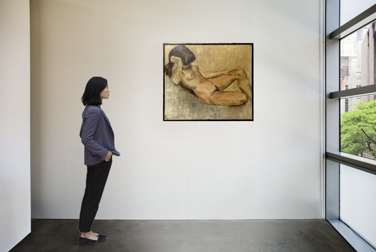 Nudo Di Donna Scuola Francese Neo Espressionista Monogrammato e Datato-photo-2