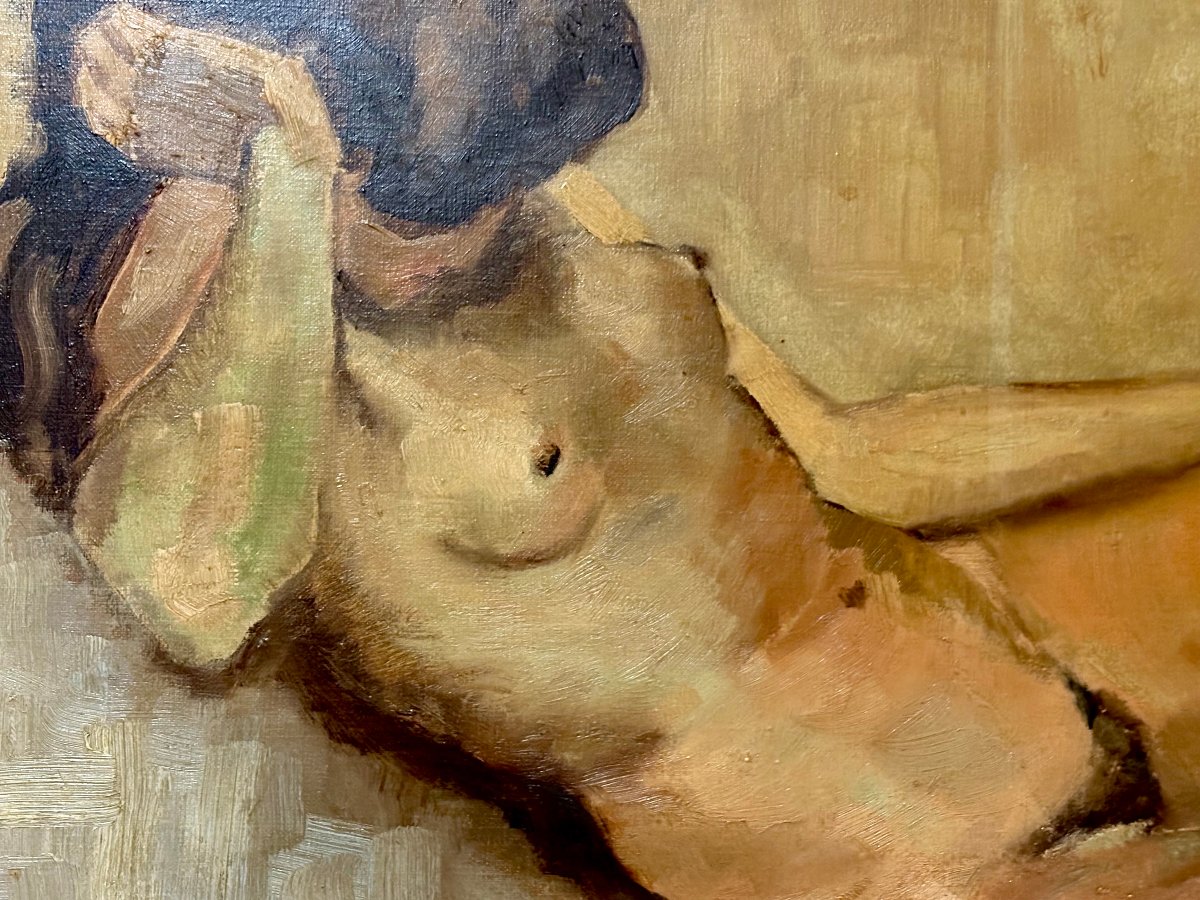 Nudo Di Donna Scuola Francese Neo Espressionista Monogrammato e Datato-photo-4