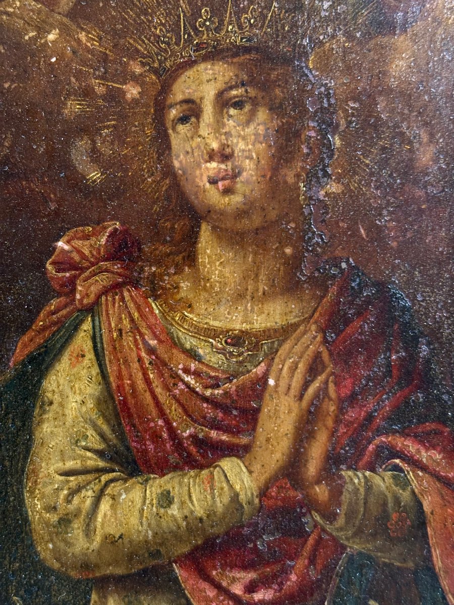 Santa Caterina d'Alessandria Dipinto su Rame XVIII secolo-photo-2