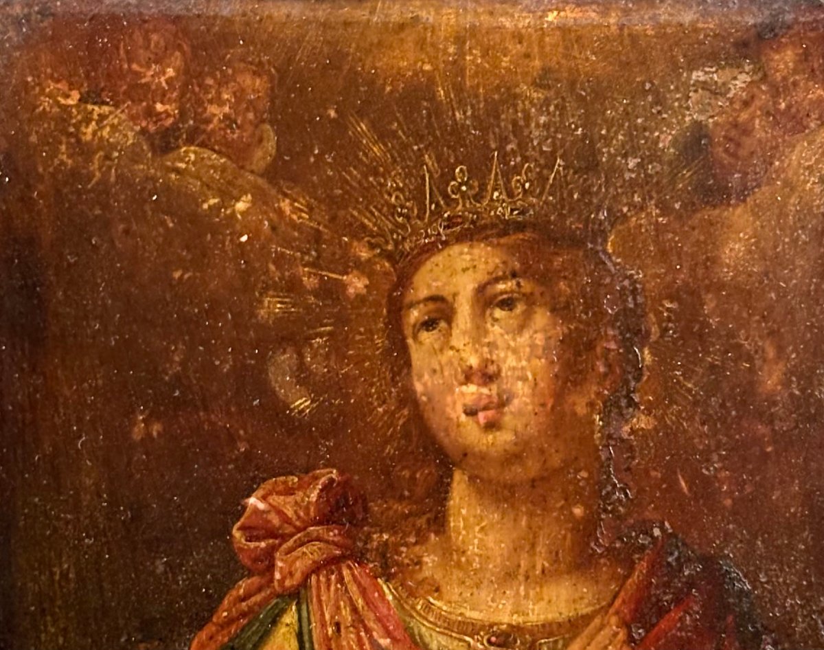 Santa Caterina d'Alessandria Dipinto su Rame XVIII secolo-photo-3