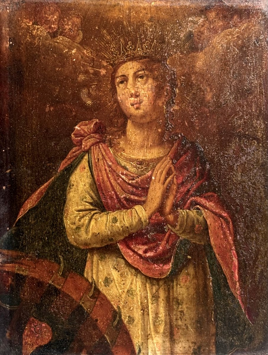 Santa Caterina d'Alessandria Dipinto su Rame XVIII secolo