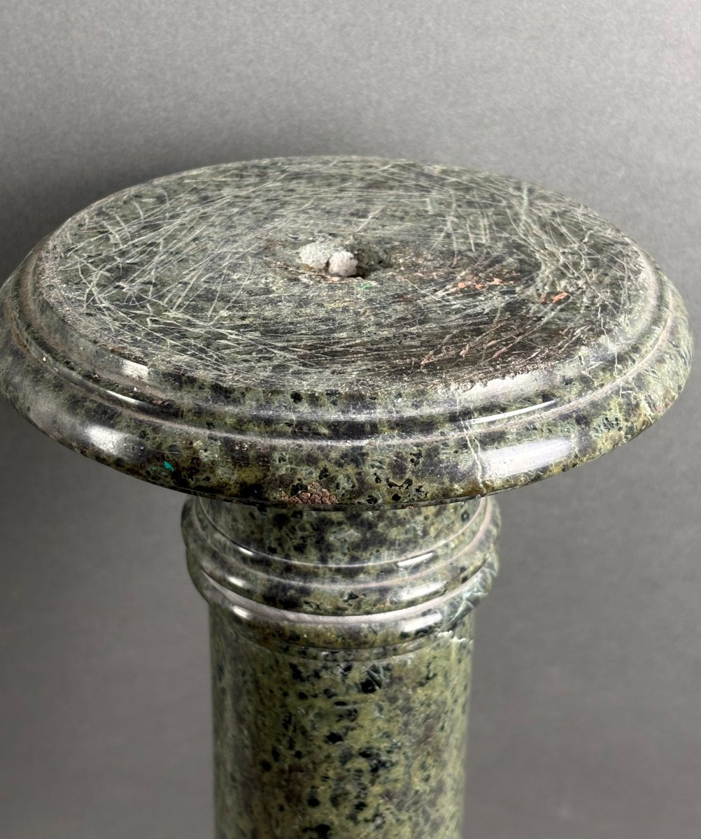 Piccola Colonna Espositiva Grand Tour in Marmo Verde XIX secolo-photo-1