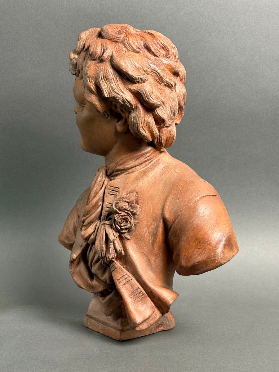 Busto in Terracotta Scultura francese del XVII firmato Rifle fecit 1693-photo-1