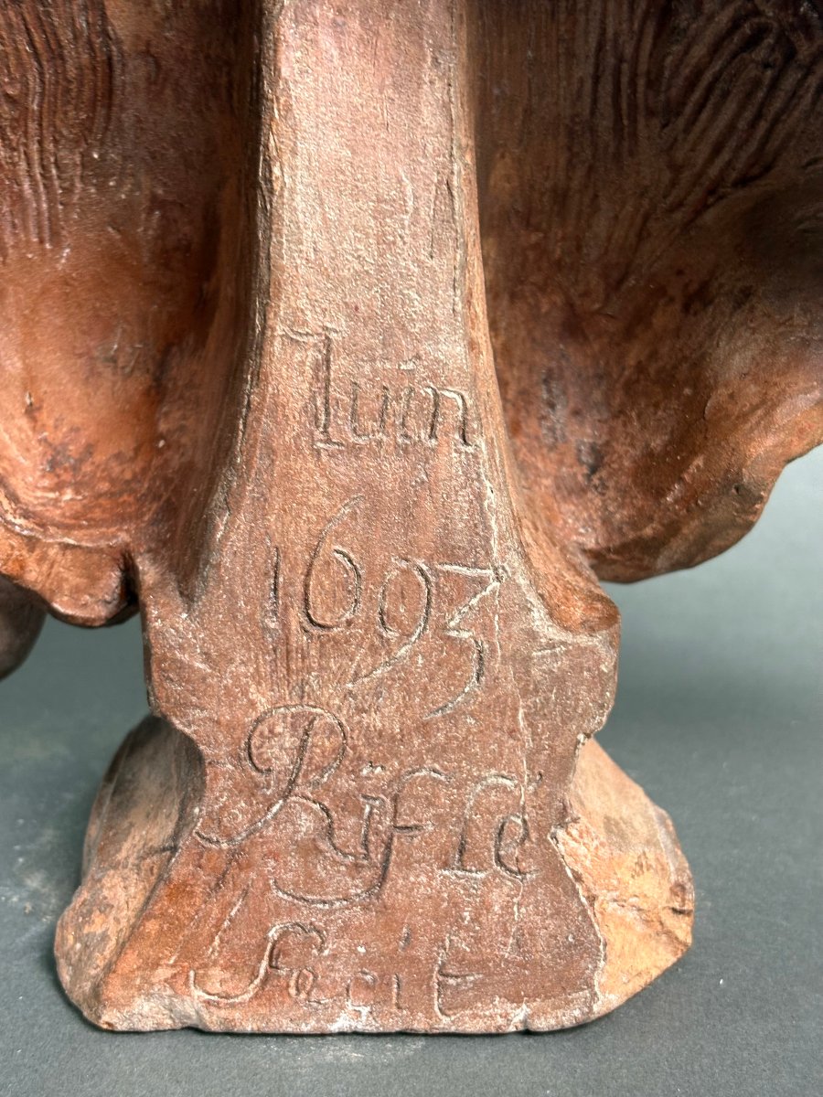 Busto in Terracotta Scultura francese del XVII firmato Rifle fecit 1693-photo-4