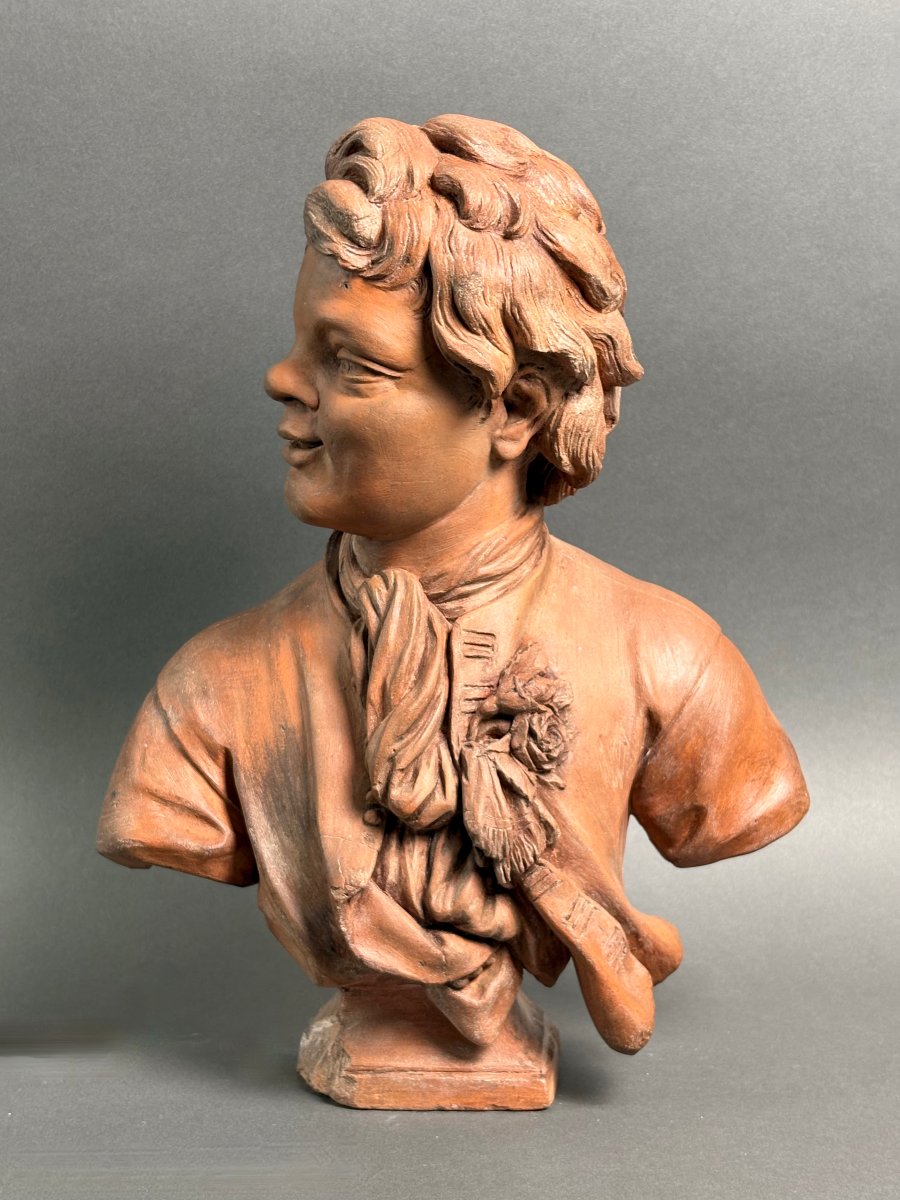 Busto in Terracotta Scultura francese del XVII firmato Rifle fecit 1693