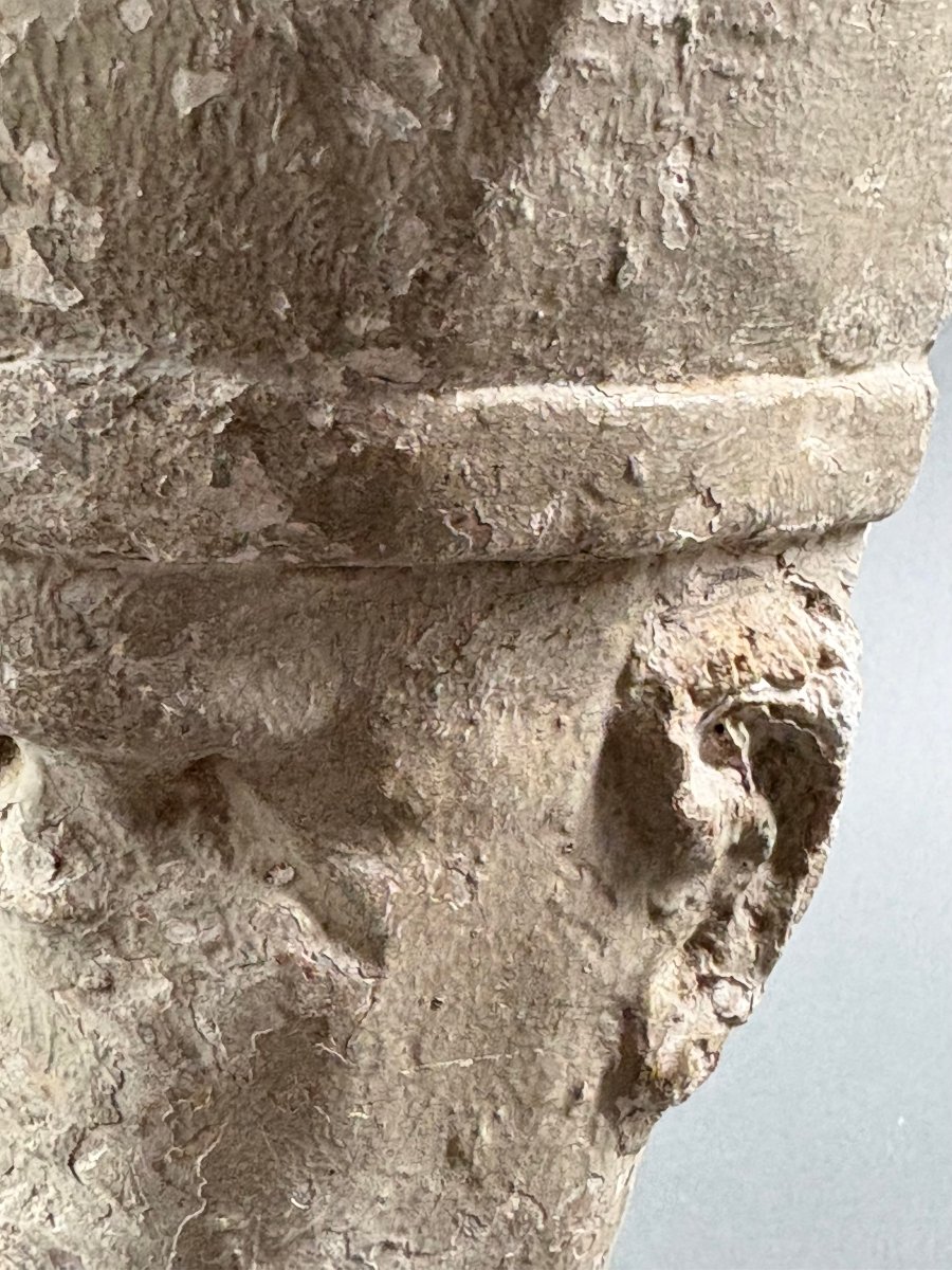 Testa di Vescovo in Pietra Calcarea Frammento Francia XV secolo-photo-2