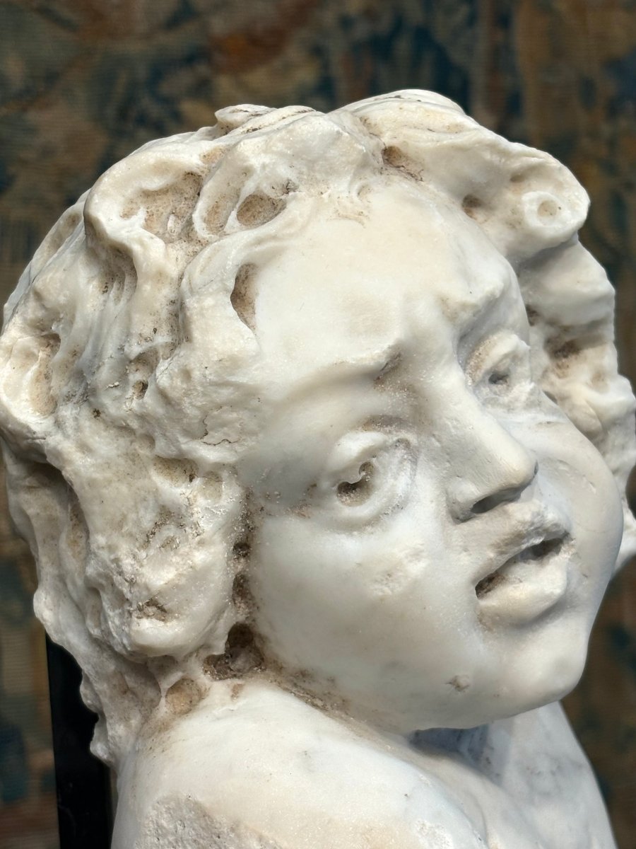 Putto in Marmo Scultura Barocca Italia del Nord XVII secolo-photo-5