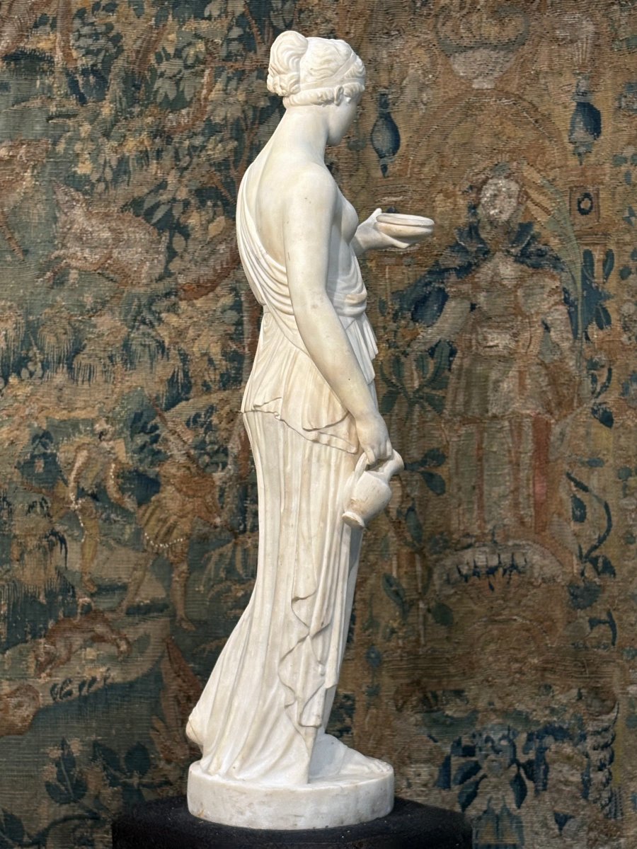 Ebe, Grande Scultura in Marmo Neoclassica dopo Berthel Thorvaldsen, XIX secolo-photo-4