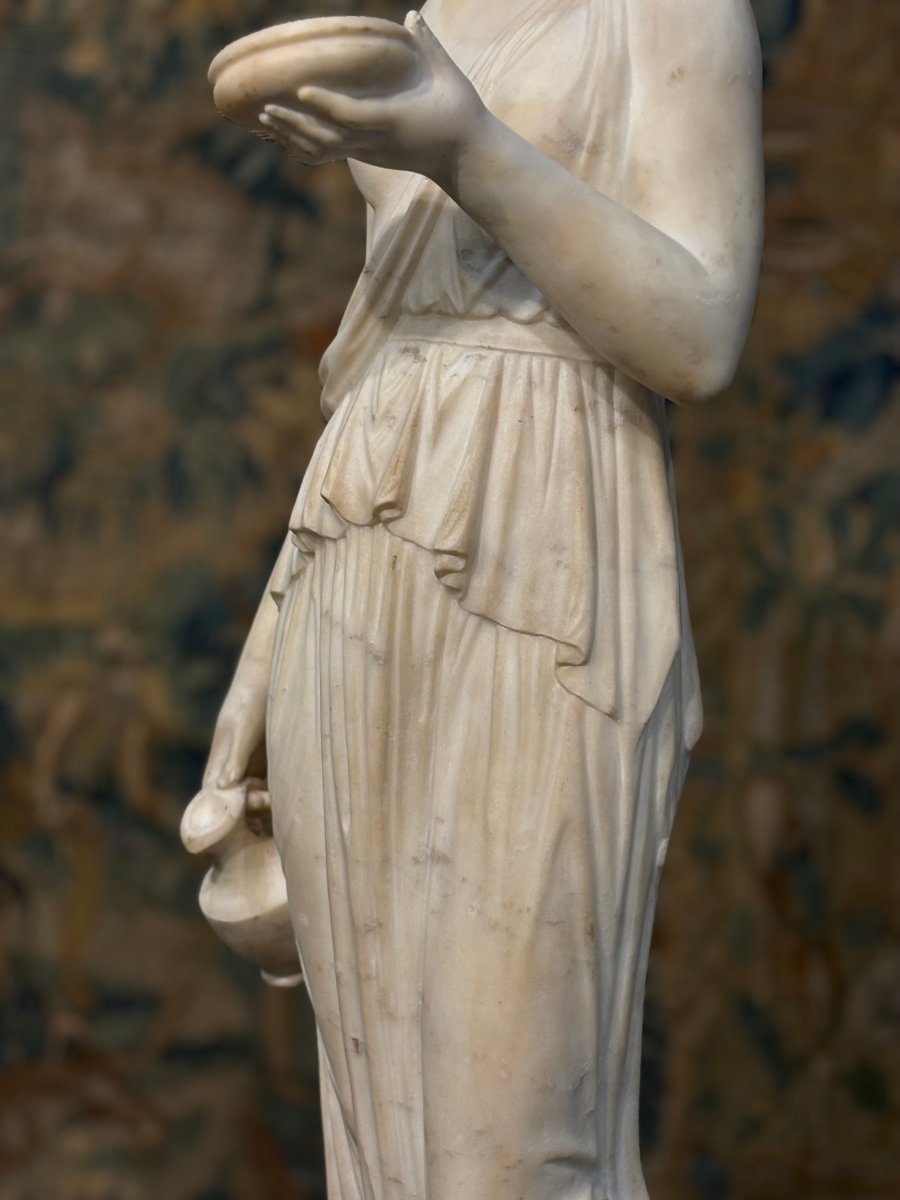 Ebe, Grande Scultura in Marmo Neoclassica dopo Berthel Thorvaldsen, XIX secolo-photo-3